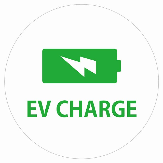 EV Charge バッテリー デザイン タイプ ホワイトグリーン 電気自動車 充電 チャージ ステッカー 直径13cm シール サインステッカー