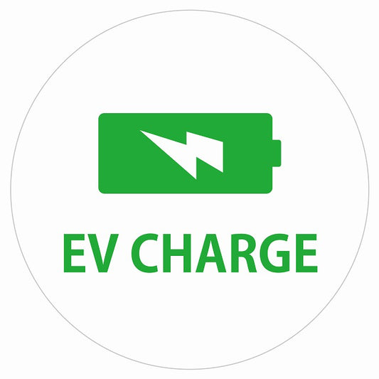 EV Charge バッテリー デザイン タイプ ホワイトグリーン 電気自動車 充電 チャージ ステッカー 直径13cm シール サインステッカー