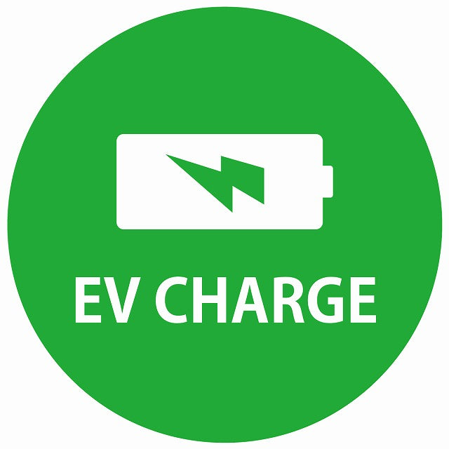 EV Charge バッテリー デザイン タイプ グリーンホワイト 電気自動車 充電 チャージ ステッカー 直径13cm シール サインステッカー