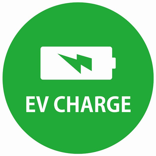EV Charge バッテリー デザイン タイプ グリーンホワイト 電気自動車 充電 チャージ ステッカー 直径13cm シール サインステッカー
