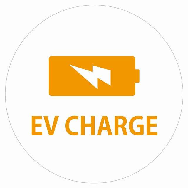 EV Charge バッテリー デザイン タイプ ホワイトオレンジ 電気自動車 充電 チャージ ステッカー 直径13cm シール サインステッカー