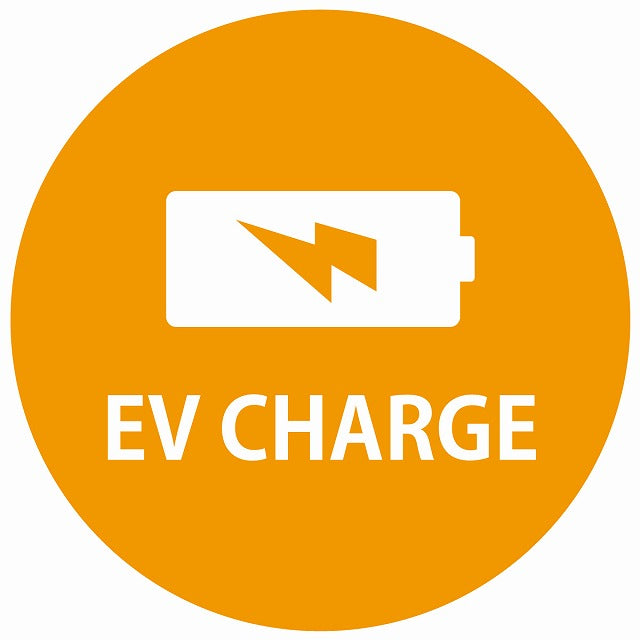 EV Charge バッテリー デザイン タイプ オレンジホワイト 電気自動車 充電 チャージ ステッカー 直径13cm シール サインステッカー