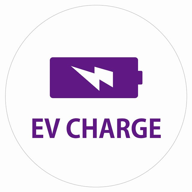 EV Charge バッテリー デザイン タイプ ホワイトパープル 電気自動車 充電 チャージ ステッカー 直径13cm シール サインステッカー