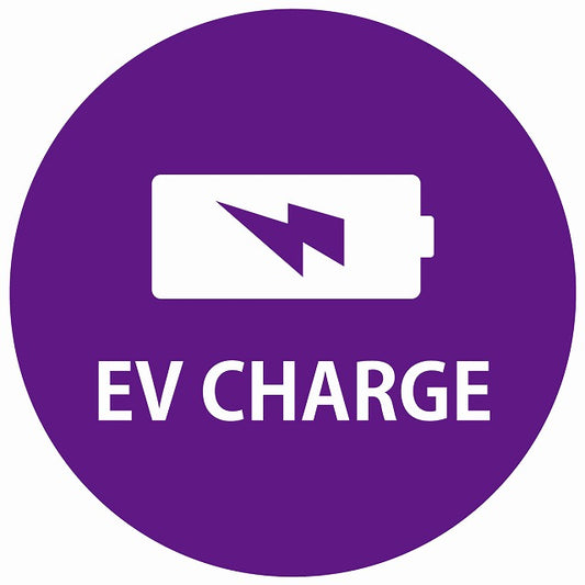 EV Charge バッテリー デザイン タイプ パープルホワイト 電気自動車 充電 チャージ ステッカー 直径13cm シール サインステッカー