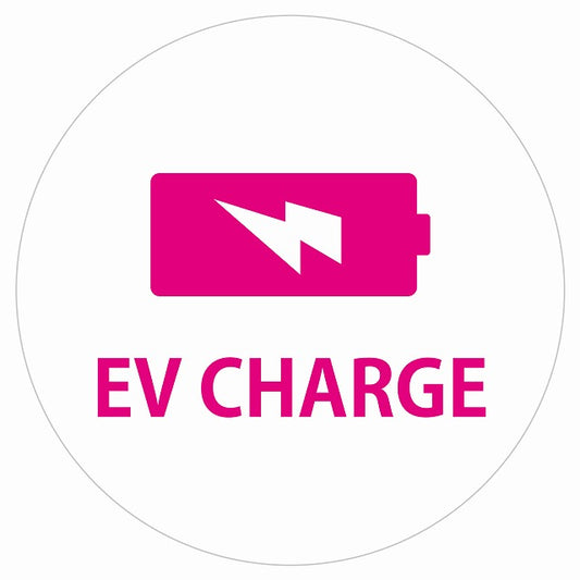EV Charge バッテリー デザイン タイプ ホワイトピンク 電気自動車 充電 チャージ ステッカー 直径13cm シール サインステッカー