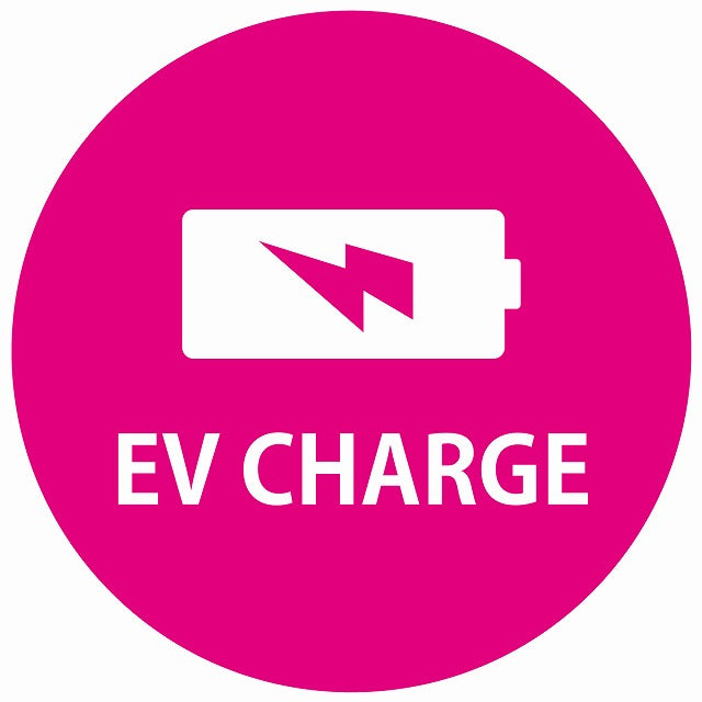 EV Charge バッテリー デザイン タイプ ピンクホワイト 電気自動車 充電 チャージ ステッカー 直径13cm シール サインステッカー