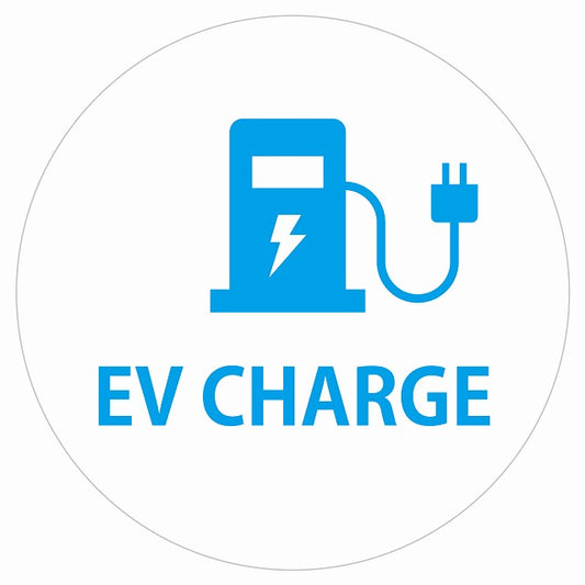 EV Charge 充電ステーション デザイン タイプ ホワイトライトブルー 電気自動車 充電 チャージ ステッカー 直径13cm シール サインステッカー