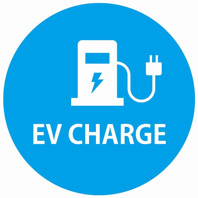 EV Charge 充電ステーション デザイン タイプ ライトブルーホワイト 電気自動車 充電 チャージ ステッカー 直径13cm シール サインステッカー