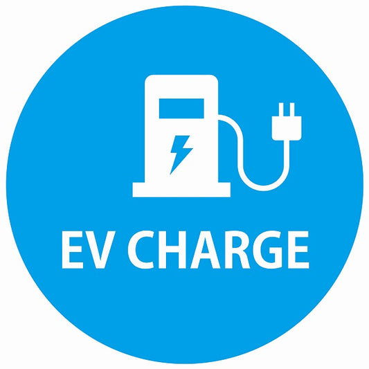 EV Charge 充電ステーション デザイン タイプ ライトブルーホワイト 電気自動車 充電 チャージ ステッカー 直径13cm シール サインステッカー