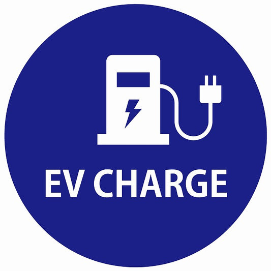 EV Charge 充電ステーション デザイン タイプ ネイビーホワイト 電気自動車 充電 チャージ ステッカー 直径13cm シール サインステッカー