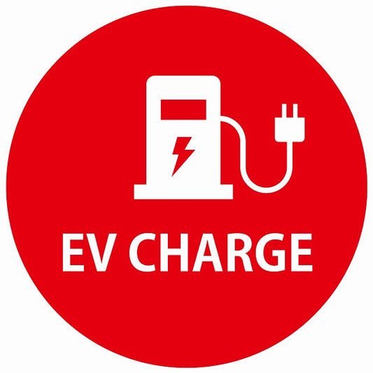 EV Charge 充電ステーション デザイン タイプ レッドホワイト 電気自動車 充電 チャージ ステッカー 直径13cm シール サインステッカー