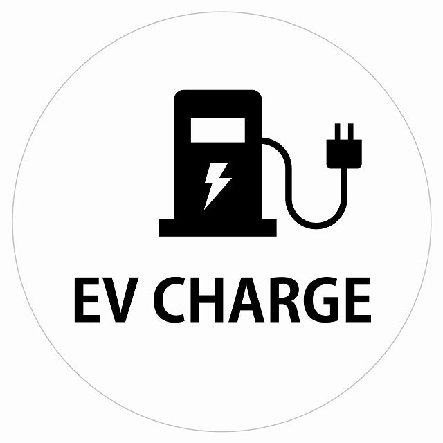 EV Charge 充電ステーション デザイン タイプ ホワイトブラック 電気自動車 充電 チャージ ステッカー 直径13cm シール サインステッカー