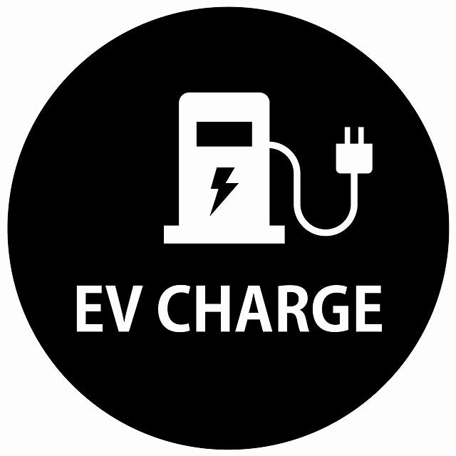 EV Charge 充電ステーション デザイン タイプ ブラックホワイト 電気自動車 充電 チャージ ステッカー 直径13cm シール サインステッカー
