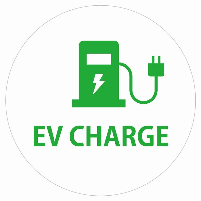 EV Charge 充電ステーション デザイン タイプ ホワイトグリーン 電気自動車 充電 チャージ ステッカー 直径13cm シール サインステッカー