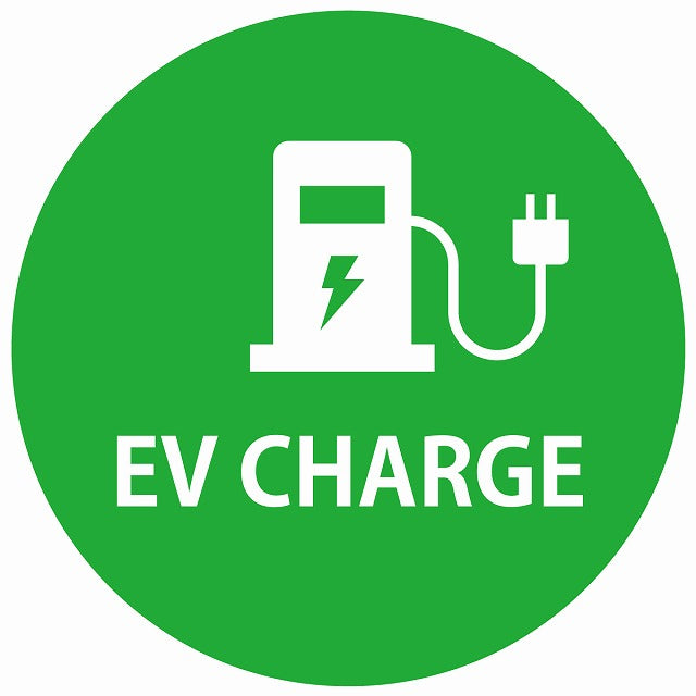 EV Charge 充電ステーション デザイン タイプ グリーンホワイト 電気自動車 充電 チャージ ステッカー 直径13cm シール サインステッカー