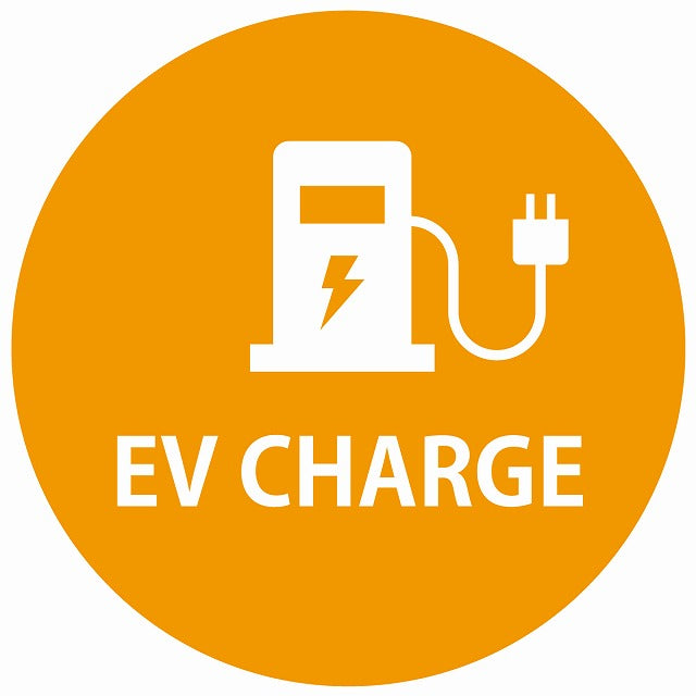 EV Charge 充電ステーション デザイン タイプ オレンジホワイト 電気自動車 充電 チャージ ステッカー 直径13cm シール サインステッカー