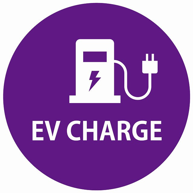 EV Charge 充電ステーション デザイン タイプ パープルホワイト 電気自動車 充電 チャージ ステッカー 直径13cm シール サインステッカー