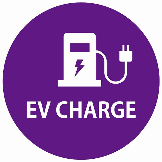 EV Charge 充電ステーション デザイン タイプ パープルホワイト 電気自動車 充電 チャージ ステッカー 直径13cm シール サインステッカー
