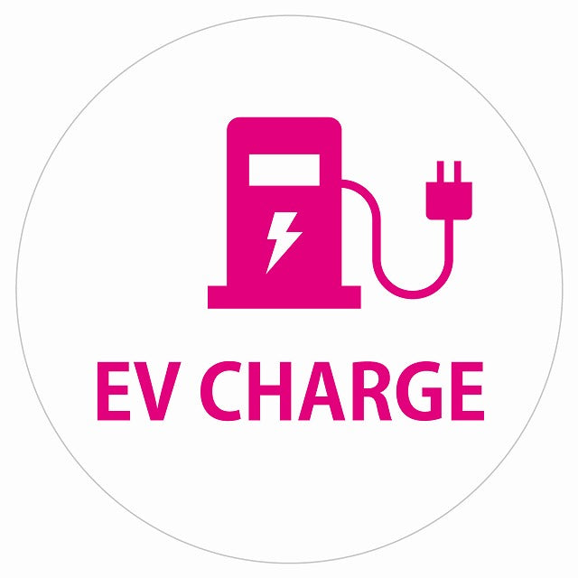 EV Charge 充電ステーション デザイン タイプ ホワイトピンク 電気自動車 充電 チャージ ステッカー 直径13cm シール サインステッカー