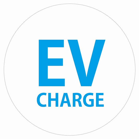 EV Charge 文字 デザイン タイプ ホワイトライトブルー 電気自動車 充電 チャージ ステッカー 直径13cm シール サインステッカー