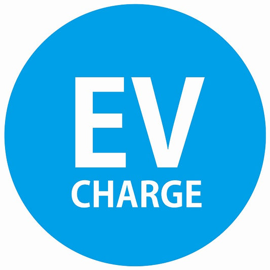 EV Charge 文字 デザイン タイプ ライトブルーホワイト 電気自動車 充電 チャージ ステッカー 直径13cm シール サインステッカー