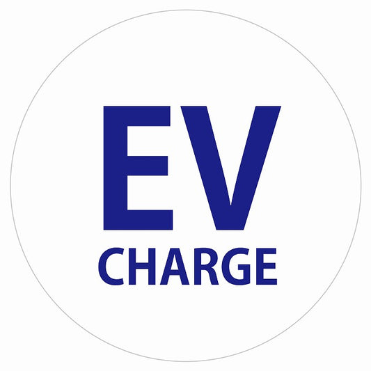 EV Charge 文字 デザイン タイプ ホワイトネイビー 電気自動車 充電 チャージ ステッカー 直径13cm シール サインステッカー