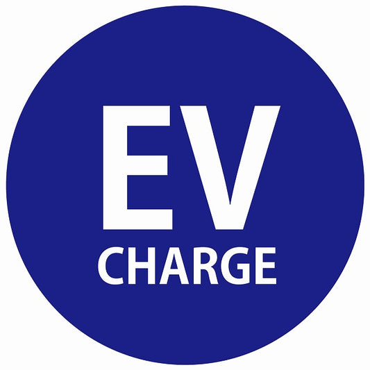 EV Charge 文字 デザイン タイプ ネイビーホワイト 電気自動車 充電 チャージ ステッカー 直径13cm シール サインステッカー