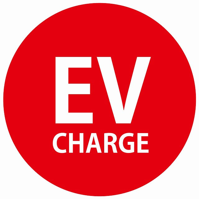 EV Charge 文字 デザイン タイプ レッドホワイト 電気自動車 充電 チャージ ステッカー 直径13cm シール サインステッカー