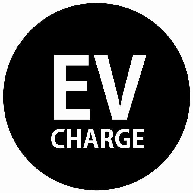 EV Charge 文字 デザイン タイプ ブラックホワイト 電気自動車 充電 チャージ ステッカー 直径13cm シール サインステッカー