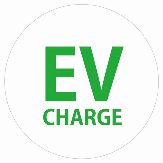 EV Charge 文字 デザイン タイプ ホワイトグリーン 電気自動車 充電 チャージ ステッカー 直径13cm シール サインステッカー