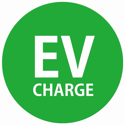 EV Charge 文字 デザイン タイプ グリーンホワイト 電気自動車 充電 チャージ ステッカー 直径13cm シール サインステッカー