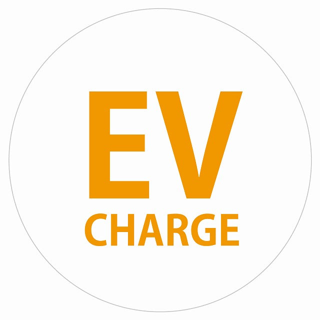 EV Charge 文字 デザイン タイプ ホワイトオレンジ 電気自動車 充電 チャージ ステッカー 直径13cm シール サインステッカー