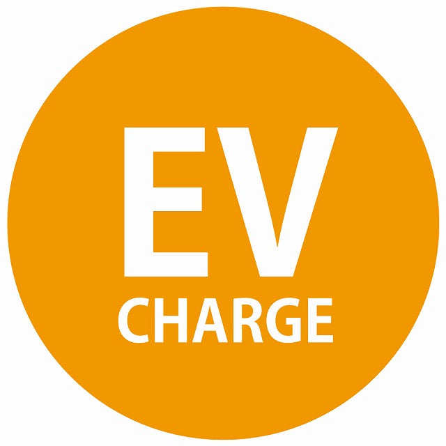 EV Charge 文字 デザイン タイプ オレンジホワイト 電気自動車 充電 チャージ ステッカー 直径13cm シール サインステッカー