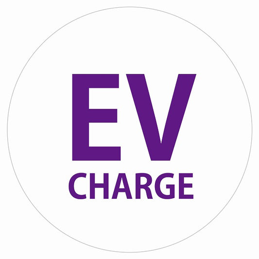 EV Charge 文字 デザイン タイプ ホワイトパープル 電気自動車 充電 チャージ ステッカー 直径13cm シール サインステッカー
