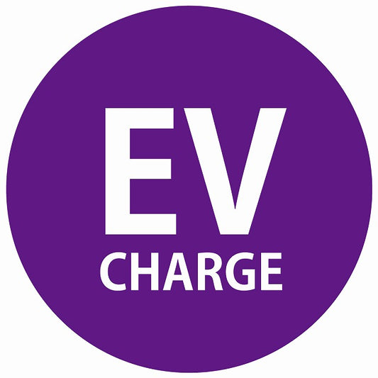 EV Charge 文字 デザイン タイプ パープルホワイト 電気自動車 充電 チャージ ステッカー 直径13cm シール サインステッカー