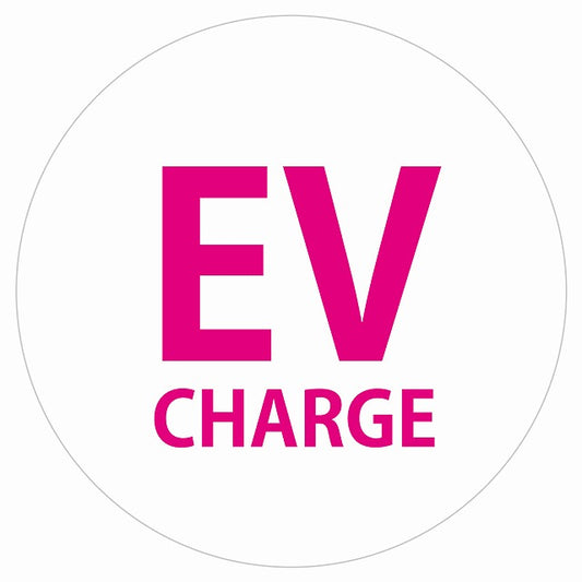 EV Charge 文字 デザイン タイプ ホワイトピンク 電気自動車 充電 チャージ ステッカー 直径13cm シール サインステッカー