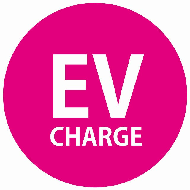 EV Charge 文字 デザイン タイプ ピンクホワイト 電気自動車 充電 チャージ ステッカー 直径13cm シール サインステッカー