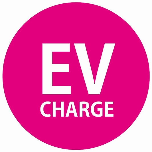 EV Charge 文字 デザイン タイプ ピンクホワイト 電気自動車 充電 チャージ ステッカー 直径13cm シール サインステッカー