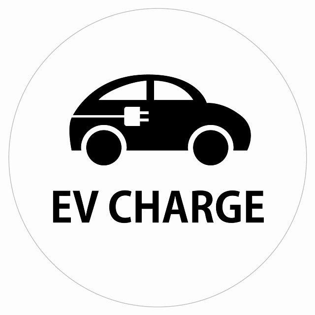 EV Charge 自動車とプラグ デザイン タイプ ホワイトブラック 電気自動車 充電 チャージ ステッカー 直径13cm シール サインステッカー