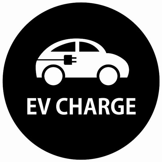 EV Charge 自動車とプラグ デザイン タイプ ブラックホワイト 電気自動車 充電 チャージ ステッカー 直径13cm シール サインステッカー