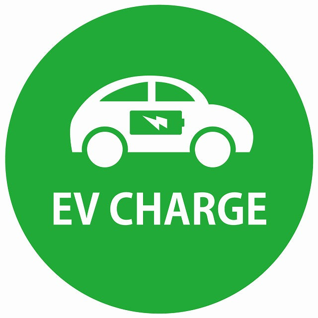 EV Charge 自動車とバッテリー デザイン タイプ グリーンホワイト 電気自動車 充電 チャージ ステッカー 直径13cm シール サインステッカー