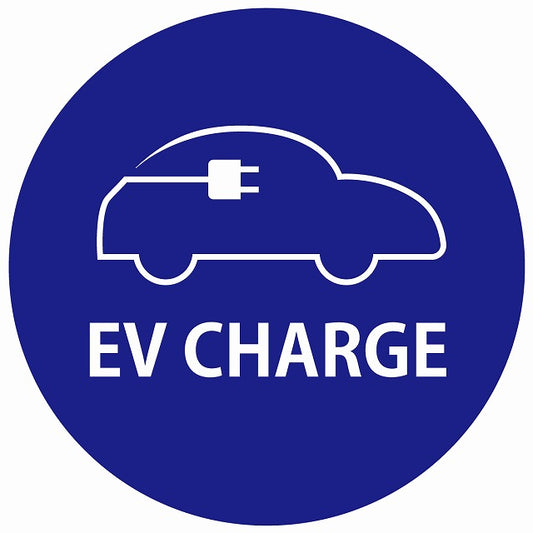 EV Charge 自動車アウトライン デザイン タイプ ネイビーホワイト 電気自動車 充電 チャージ ステッカー 直径13cm シール サインステッカー