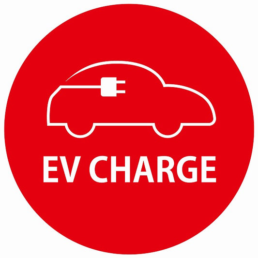 EV Charge 自動車アウトライン デザイン タイプ レッドホワイト 電気自動車 充電 チャージ ステッカー 直径13cm シール サインステッカー