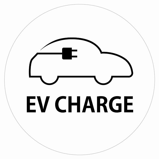 EV Charge 自動車アウトライン デザイン タイプ ホワイトブラック 電気自動車 充電 チャージ ステッカー 直径13cm シール サインステッカー