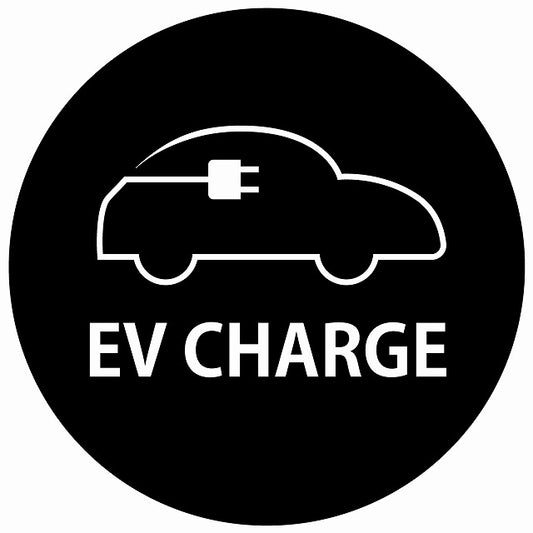 EV Charge 自動車アウトライン デザイン タイプ ブラックホワイト 電気自動車 充電 チャージ ステッカー 直径13cm シール サインステッカー