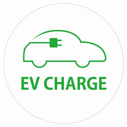 EV Charge 自動車アウトライン デザイン タイプ ホワイトグリーン 電気自動車 充電 チャージ ステッカー 直径13cm シール サインステッカー