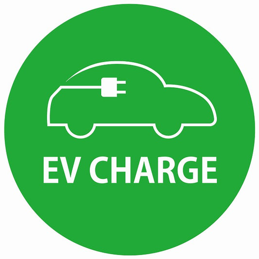 EV Charge 自動車アウトライン デザイン タイプ グリーンホワイト 電気自動車 充電 チャージ ステッカー 直径13cm シール サインステッカー
