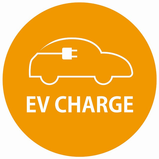 EV Charge 自動車アウトライン デザイン タイプ オレンジホワイト 電気自動車 充電 チャージ ステッカー 直径13cm シール サインステッカー