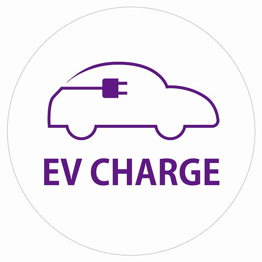 EV Charge 自動車アウトライン デザイン タイプ ホワイトパープル 電気自動車 充電 チャージ ステッカー 直径13cm シール サインステッカー