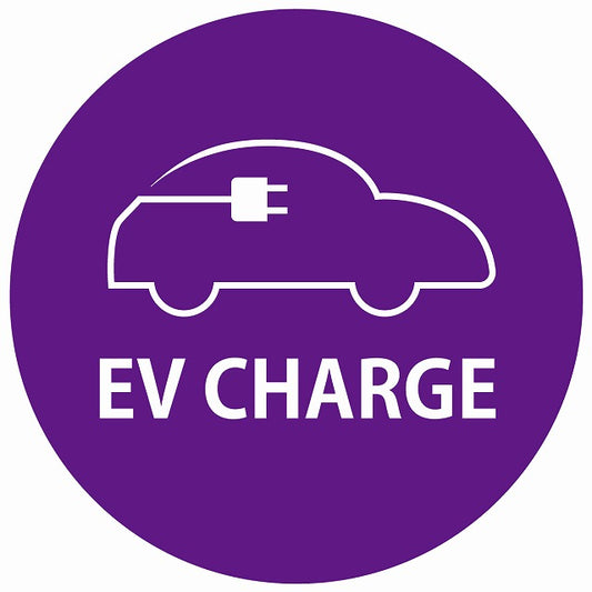 EV Charge 自動車アウトライン デザイン タイプ パープルホワイト 電気自動車 充電 チャージ ステッカー 直径13cm シール サインステッカー